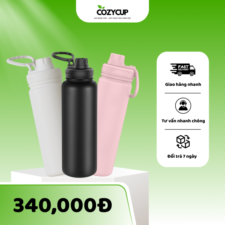 Bình giữ nhiệt CozyCup Flow 700ml – Thiết kế sang trọng, tiện lợi, giữ nóng lạnh lâu