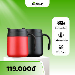 Cốc giữ nhiệt mini màu đen và đỏ CozycCup