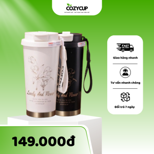 Bình giữ nhiệt màu đen và trắng CozyCup