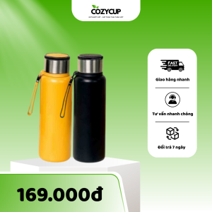 Bình giữ nhiệt màu đen, màu vàng