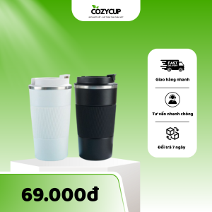 Cốc giữ nhiệt mini màu trắng xanh và đen