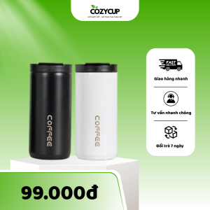 Cốc giữ nhiệt màu trắng và đen