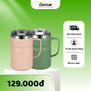 Cốc giữ nhiệt màu xanh và hồng