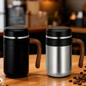 Cốc giữ nhiệt màu trắng và xám