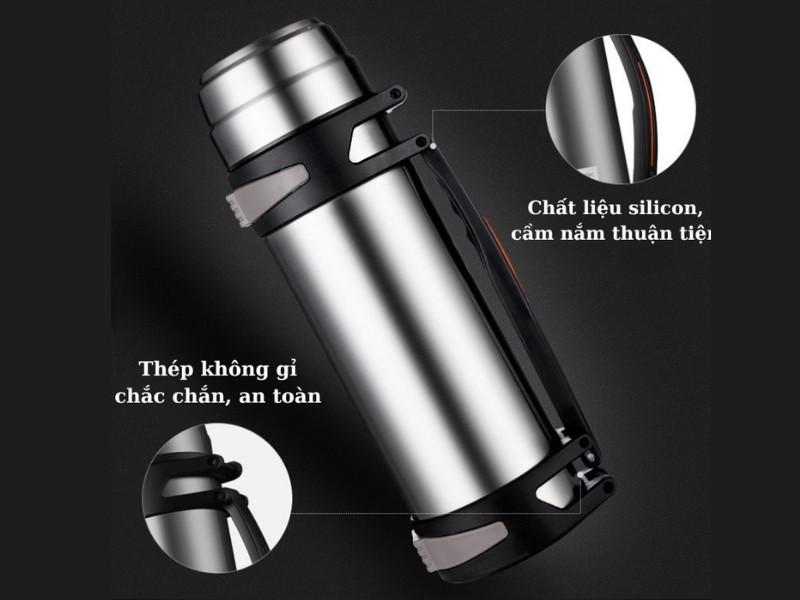 Bình sử dụng inox chất lượng, chống gỉ và góp phần duy trì nhiệt độ đồ uống trong thời gian dài.