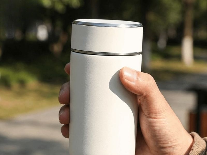 Cận cảnh bình giữ nhiệt inox 316 có nắp cách nhiệt chắc chắn