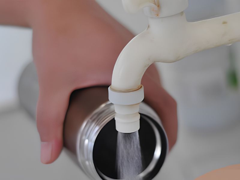Tráng bình giữ nhiệt bằng nước nóng trước khi sử dụng