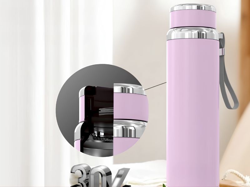 Bình giữ nhiệt màu tím có nắp bật