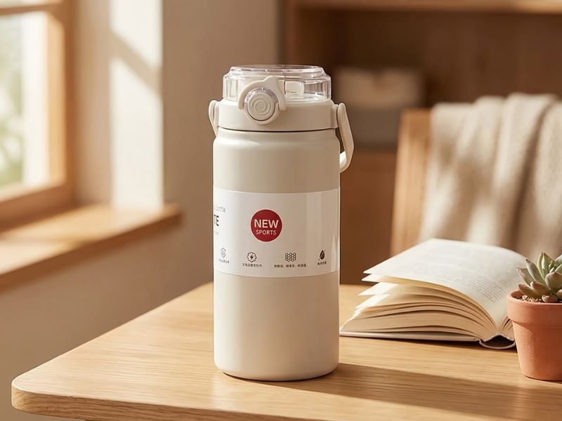 Bình giữ nhiệt dung tích nhỏ đặt trên bàn