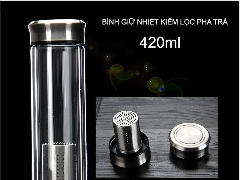 Mẫu bình màu bạc có kiểu dáng gọn gàng, phù hợp sử dụng hằng ngày