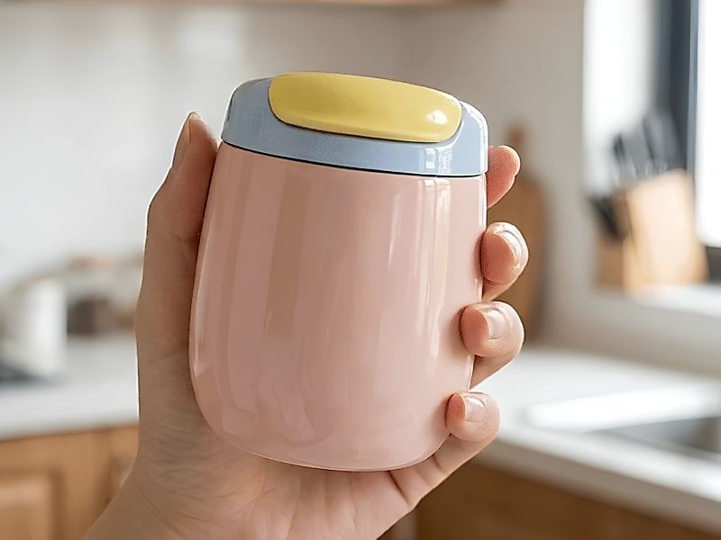 Hình ảnh một chiếc bình giữ nhiệt có thiết kế nhỏ gọn, tiện lợi cho nhu cầu sử dụng hằng ngày.
